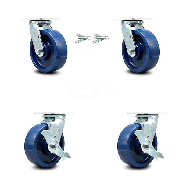 Service Caster 6 Inch Solid Polyurethane Caster Set with Ball Bearings 2 Swivel Lock 2 Brake SCC-30CS620-SPUB-BSL-2-TLB-2 - main